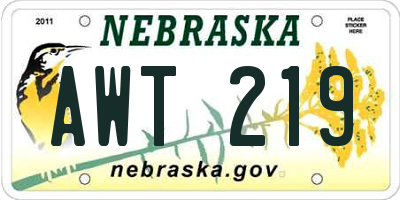 NE license plate AWT219