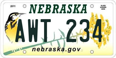 NE license plate AWT234