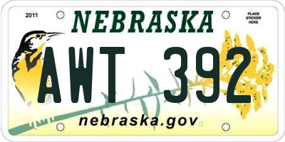 NE license plate AWT392