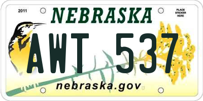 NE license plate AWT537