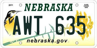 NE license plate AWT635