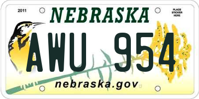 NE license plate AWU954