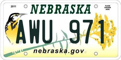 NE license plate AWU971