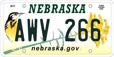 NE license plate AWV266
