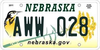 NE license plate AWW028