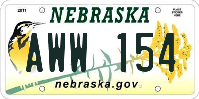 NE license plate AWW154
