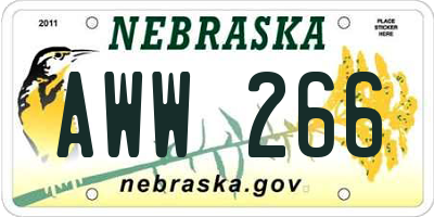 NE license plate AWW266