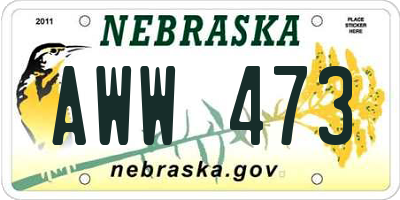 NE license plate AWW473