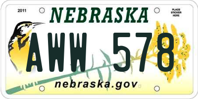 NE license plate AWW578