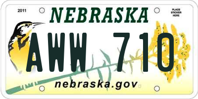 NE license plate AWW710