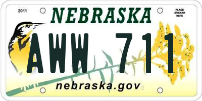 NE license plate AWW711