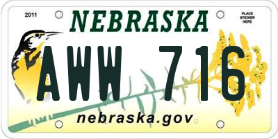 NE license plate AWW716