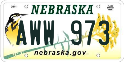 NE license plate AWW973
