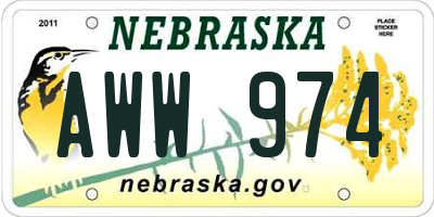 NE license plate AWW974