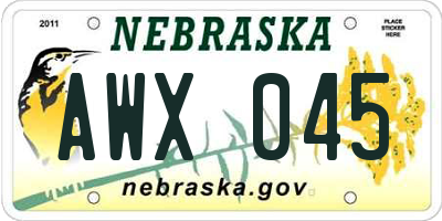 NE license plate AWX045