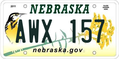 NE license plate AWX157