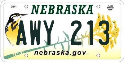 NE license plate AWY213