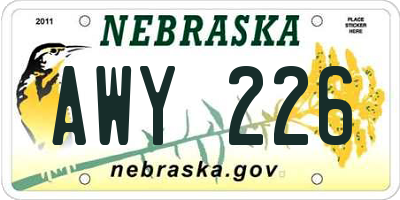 NE license plate AWY226