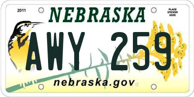 NE license plate AWY259