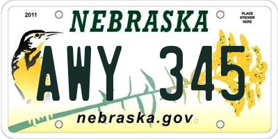 NE license plate AWY345