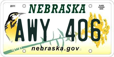 NE license plate AWY406