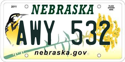 NE license plate AWY532