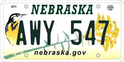 NE license plate AWY547