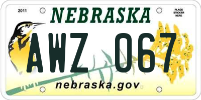 NE license plate AWZ067