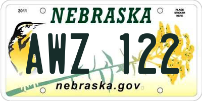 NE license plate AWZ122