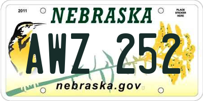 NE license plate AWZ252