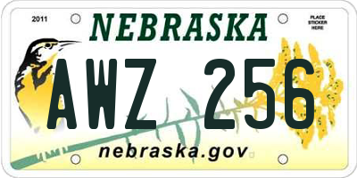 NE license plate AWZ256
