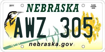 NE license plate AWZ305