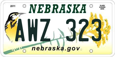 NE license plate AWZ323