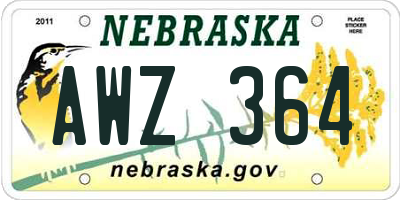 NE license plate AWZ364