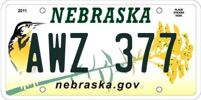 NE license plate AWZ377
