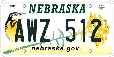 NE license plate AWZ512