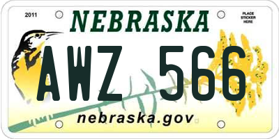 NE license plate AWZ566