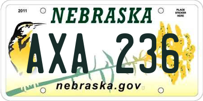 NE license plate AXA236