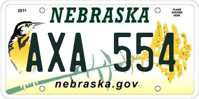 NE license plate AXA554