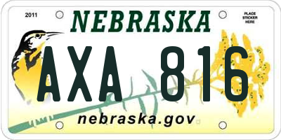 NE license plate AXA816