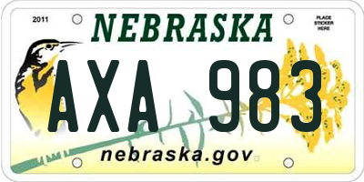 NE license plate AXA983