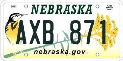 NE license plate AXB871