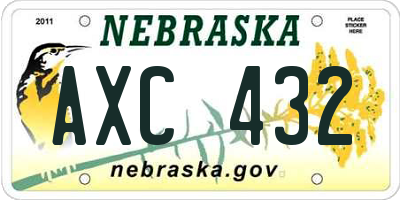 NE license plate AXC432