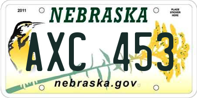 NE license plate AXC453