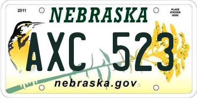 NE license plate AXC523