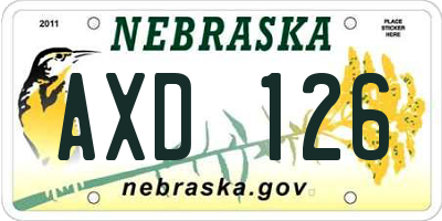 NE license plate AXD126
