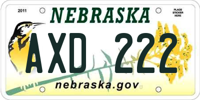 NE license plate AXD222