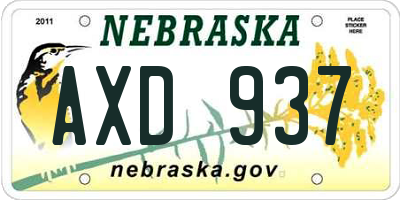 NE license plate AXD937