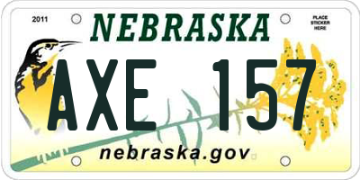 NE license plate AXE157