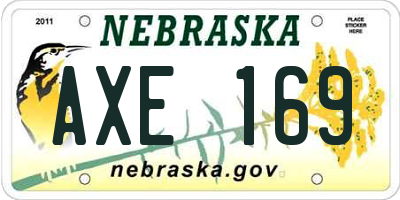 NE license plate AXE169